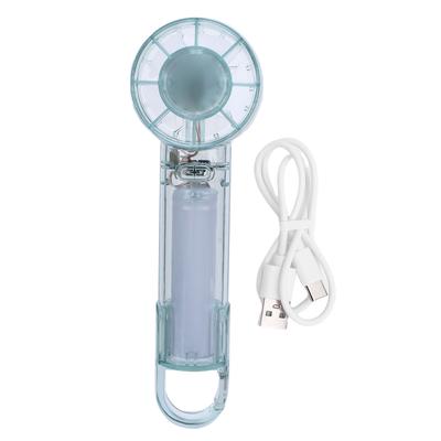 Transparent Handheld Fan 3 Speed Low Noise USB Rechargeable Transparent Hand Desk Fan with Hook for