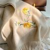 New Embroidered 100% Pure Wool Scarf Chinese Style High-End Warm Floral Shawls Sutumn And Winter Wool Scarves For Ladies
