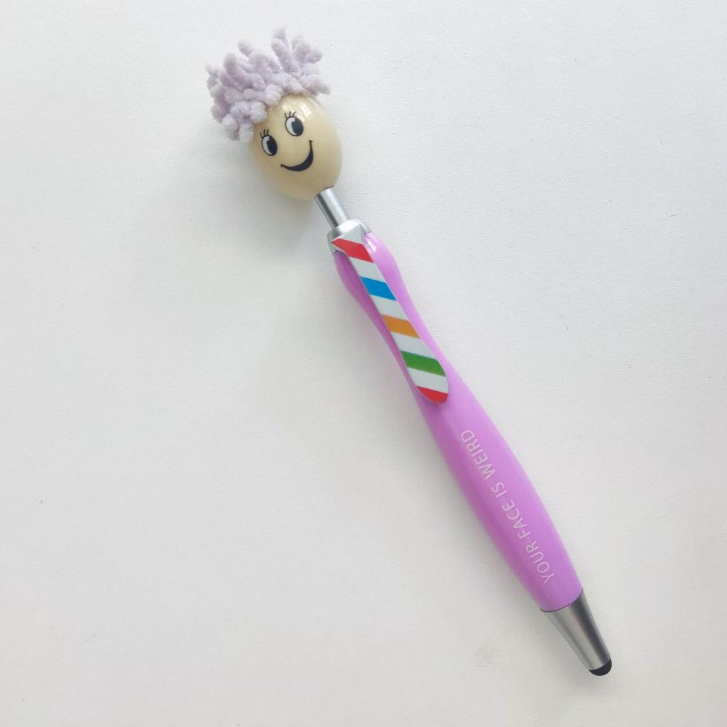 Christmas Cartoon Plush Doll Smiley Face Ballpoint Pen