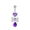 Rhinestone Body Piercing Jewelry Stainless Steel Heart Belly Button Ring Zircon Navel Ring  Gift