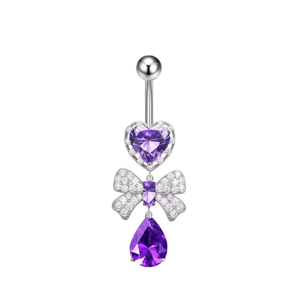 Stainless Steel Body Piercing Jewelry Bow Heart Belly Button Ring  Party Decoration