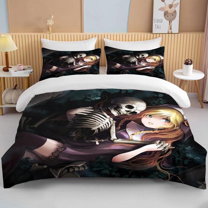

10 Sizes Sexy Beauty Skeleton Girl Christmas Gift King Size Double Bed Bedding Set Microfiber Or Polyester Duvet Cover Set (135x200cm)