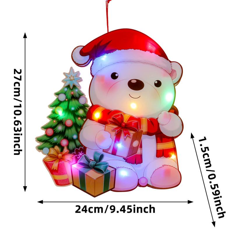 

Santa Christmas Claus Snowman Elk Wreath Door Hanging Light Home Gift Ornament Bear