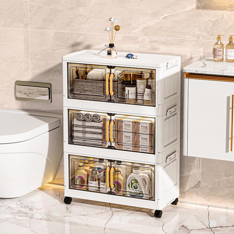 Double-door Living Room Storage Cabinet Folding Floor-standing Storage Box No Installation Required Simple Storage Cabinet