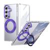 KEYSION 360° Rotating Magnetic Ring Stand Case for Samsung Galaxy Z Fold 7 5G Transparent PC Phone Cover with Screen Protector