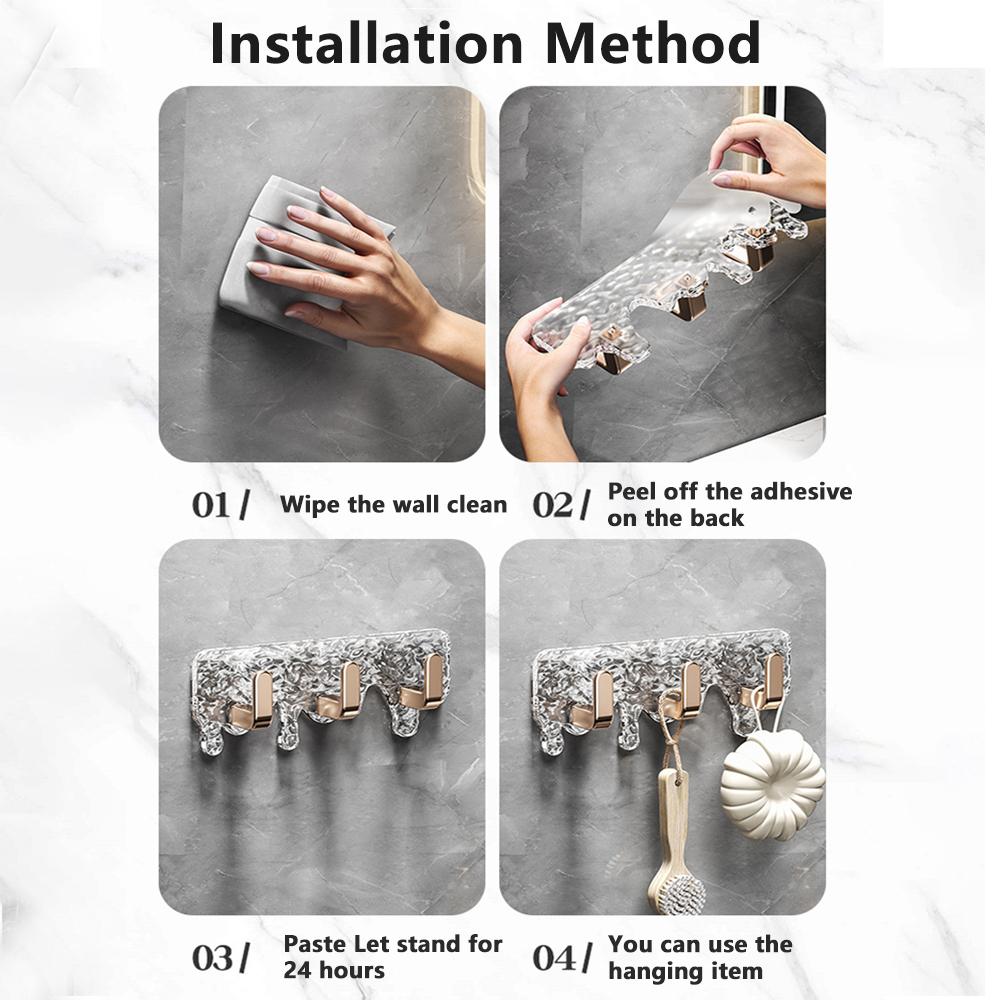 Hängehaken ohne Bohren Mehrzweck Selbstklebender Wandhaken Luxus Handtuchhaken für Badezimmer Hängeorganizer Schlüsselhalter