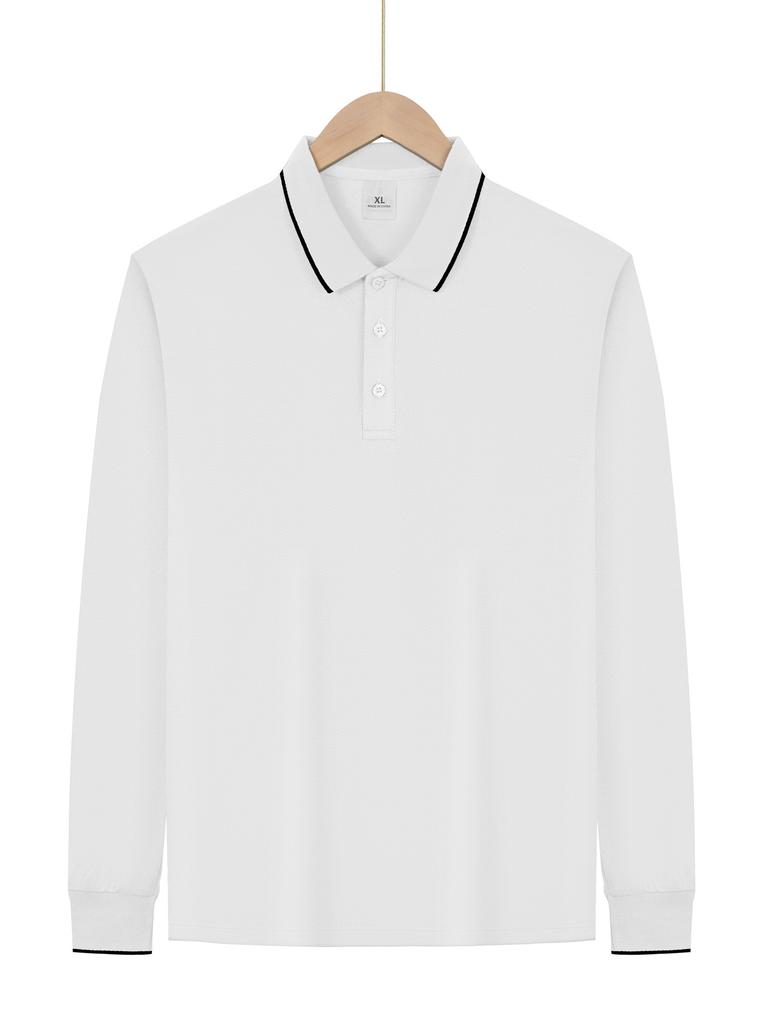 European and American spring and autumn business casual men's lapel solid color going out dating long-sleeved thin polo shirt