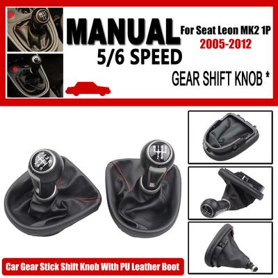 5/6 Speed Car Gear Stick Shift Knob With PU Leather Boot For Seat Leon MK2 1P 2005 2006 2007 2008 2009 2010 2011 2012