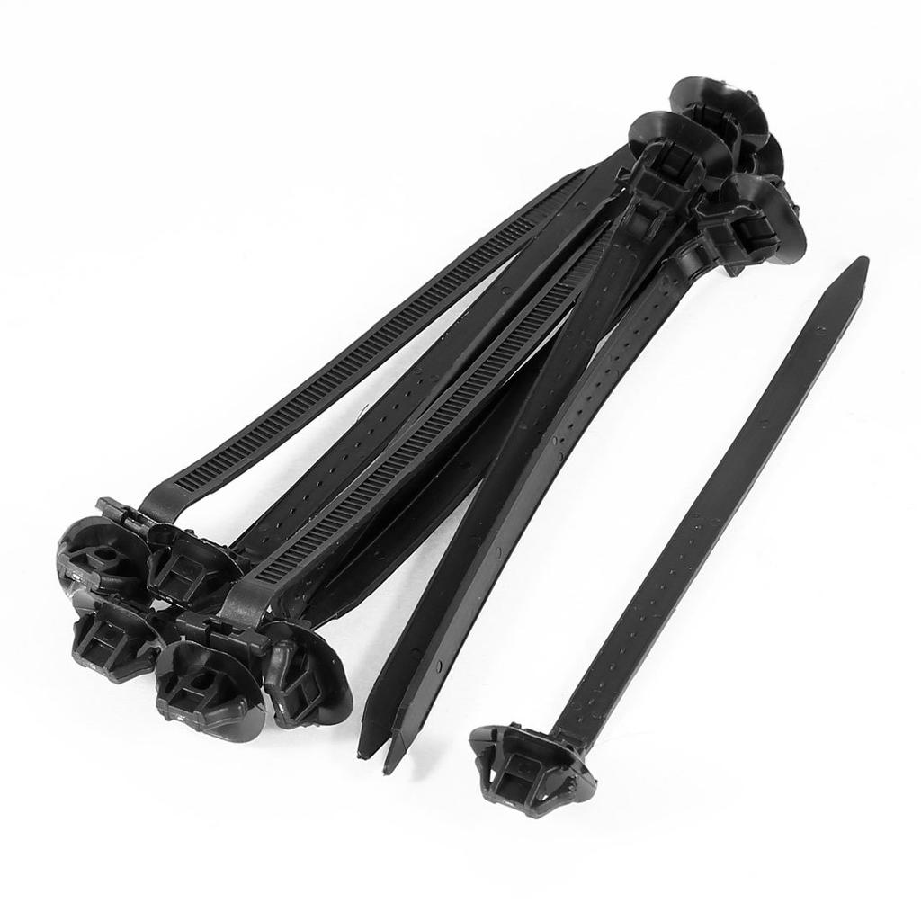 uxcell Cable End Bands, Tie Wraps, Push-Mount Cable Ties, 157mm x 7mm, Nylon, Black, 10pcs, for Automotive Parts