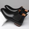Black British Chelsea Men's High Top Simple Premium Casual Business Pointed Leather Boots