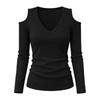 Women's Casual Off-Shoulder Fitted Long Sleeve T-Shirt Top for Daily Wear