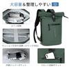 Fits Back Ventilated Side Suitable for Multifunctional Green [Lekesky] Roll-Top Backpack, Waterproof, Expandable, 18-25L, 17-inch Laptop, Lightweight,