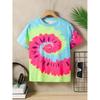 3D Tie-Dye Rainbow Print Kids' T-shirt Summer Fashion Casual Crew Neck Short-Sleeve Top for Boys & Girls