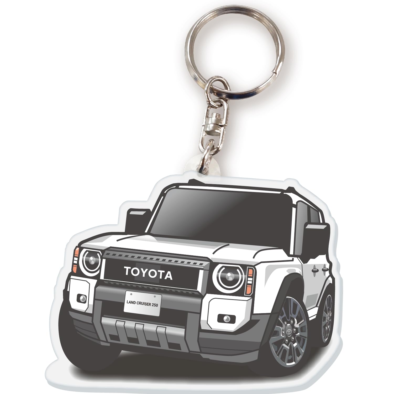 

[JP Center] Лицензированный Toyota акриловый брелок для ключей в виде автомобиля Land Cruiser серии 250 (Круглый), платиновый белый перламутровый металлик белый