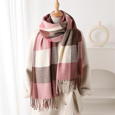 New Imitation Cashmere Plaid Warm Shawl Scarf Autumn and Winter Fashion Fringed Scarf Women