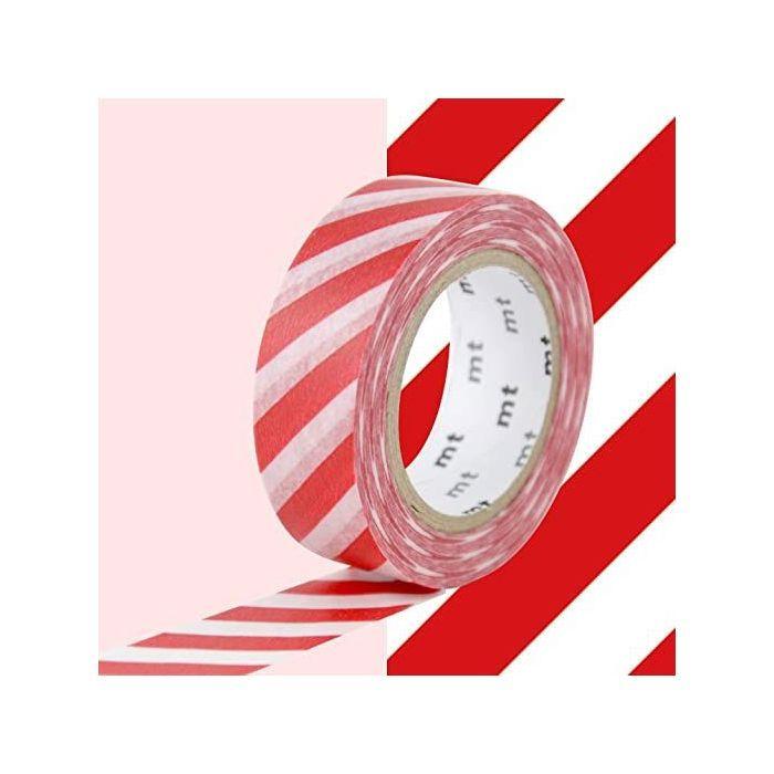 Masking tape à rayures - Rouge - 1,5 cm x 7 m