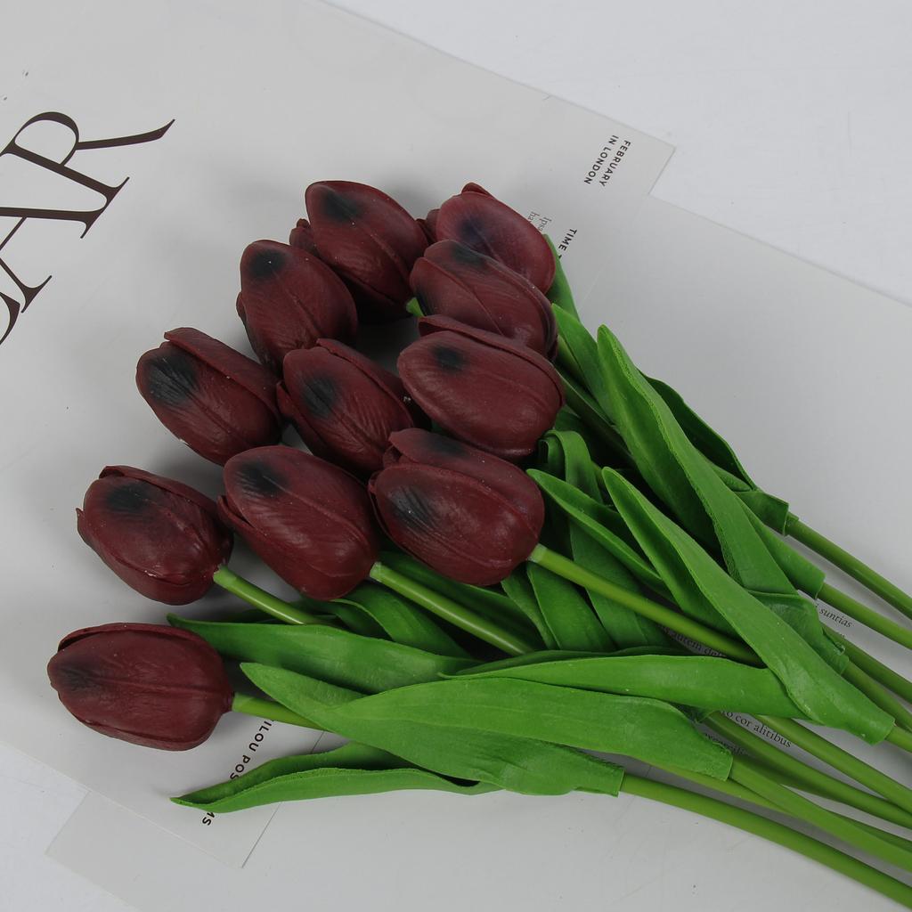 10 Pcs Tulips Simulated Flower Wedding Fake Flower Bouquet Shooting Props Home Living Room Decoration PU Simulated Flower