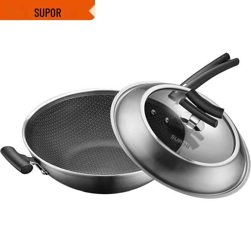 SUPOR 34CM X-Crystal Shield Stainless Steel Wok