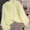 Sweater for Women Autumn Winter Thickened  Warm Knitted Stretchy Long Sleeve Oversize Tops