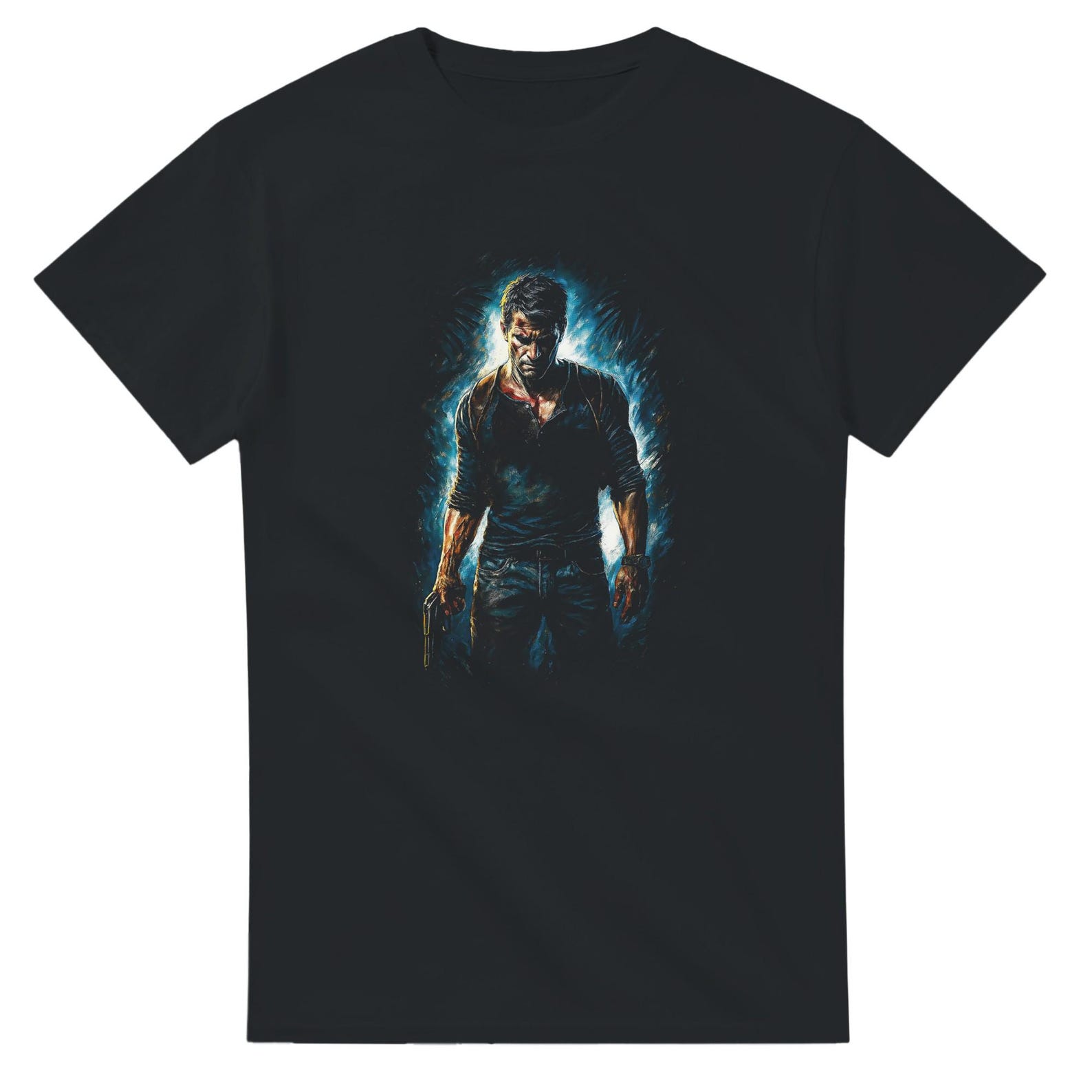 Nathan Drake Halftone Heavyweight Unisex Crewneck T shirt | Gildan® 5000 S