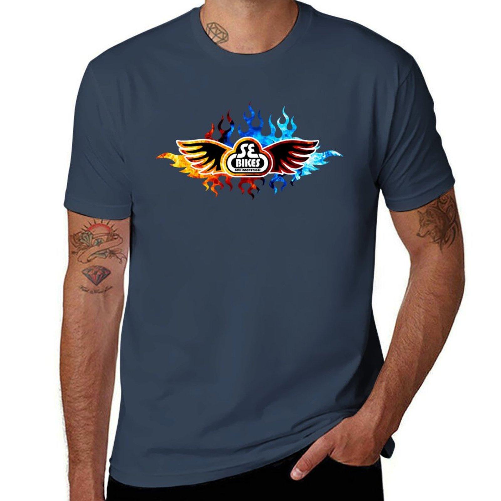 Se Bikes Bmx Bicycle On Fire Sport Blue Red Tshirt Breathable Travel Tshirt S