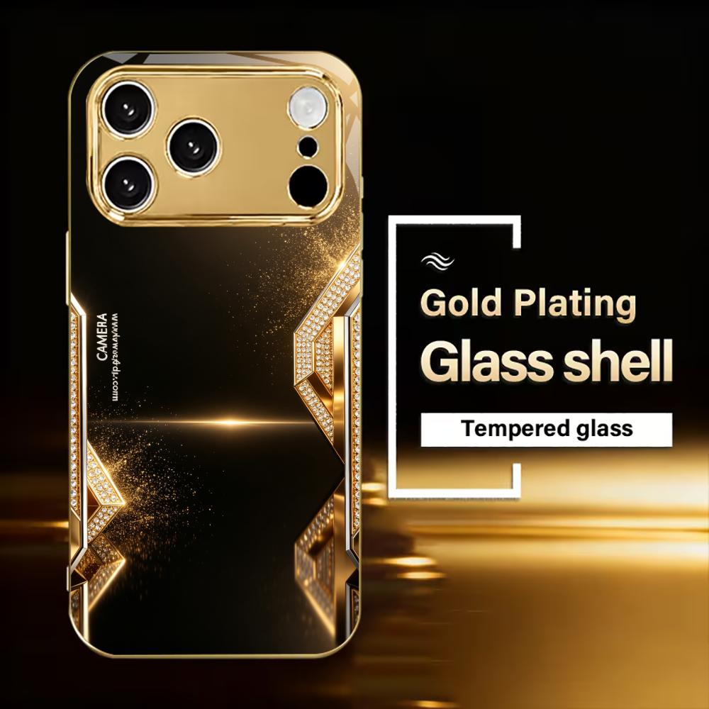 High-end Fashion black gold phone case for funda iphone for iphone 17 pro max cover glass for iPhone 17 16 15 14 13 12pm Pro Plu