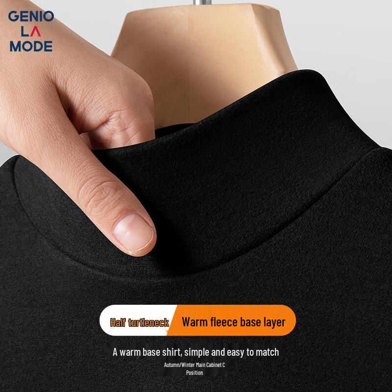 Men s Double-Sided Fleece Semi-High Collar Base Shirt L