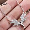 Fine Workmanship Necklace Women Rhinestones Angle Wing Shape Pendant Choker