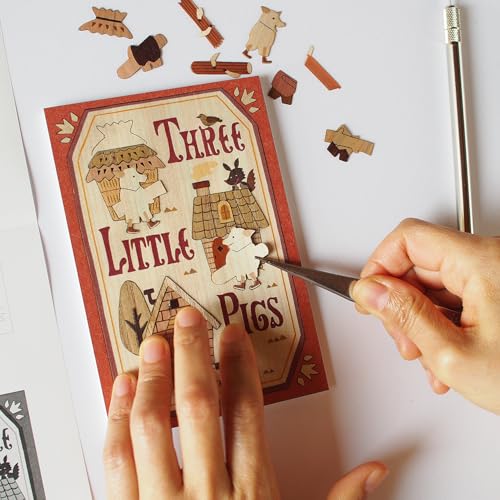 KINOWA "The Three Little Pigs" Woodcut Original Handmade Kit, Fairy Tale, Grimm's Fairy Tale, Made In Japan