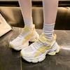 Korean version of versatile platform dad shoes 2025 new soft leather single net breathable women's inner height-increasing sports and leisure shoes