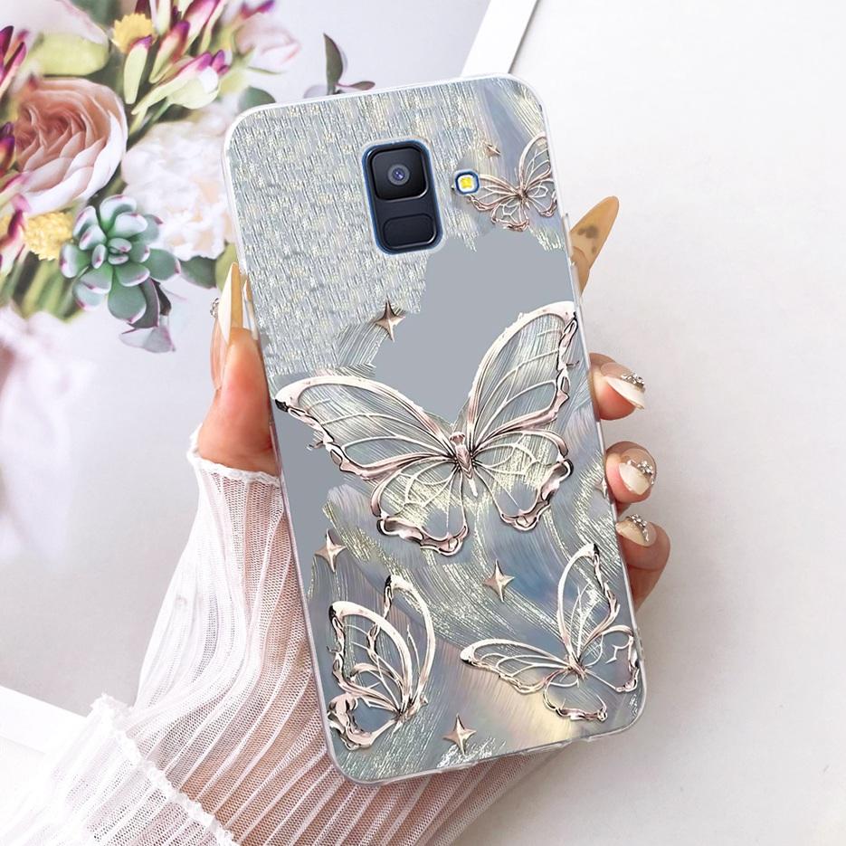 For Samsung Galaxy A6 2018 Case SM-A600F Luxury Butterfly Painted Cover Soft Silicone Shell For Samsung A6 Plus A6+ A605F Fundas