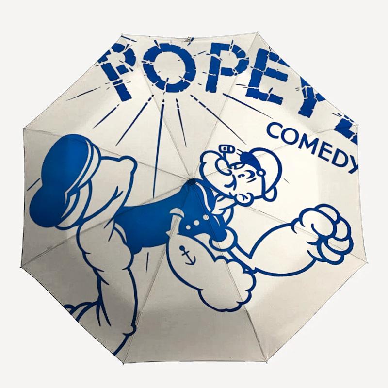

1pc Popeye Sailor Automatic Open/Close Folding Umbrella, Windproof 8-Rib Construction, Lightweight Travel Umbrella for Women/Men 37