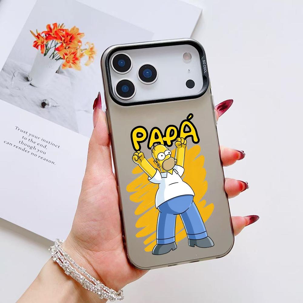 Cute S-SimpsonS Family Phone Case For iPhone 17 16 15 14 13 12 11 Pro Max Air Matte Laser Aurora Shockproof Funda