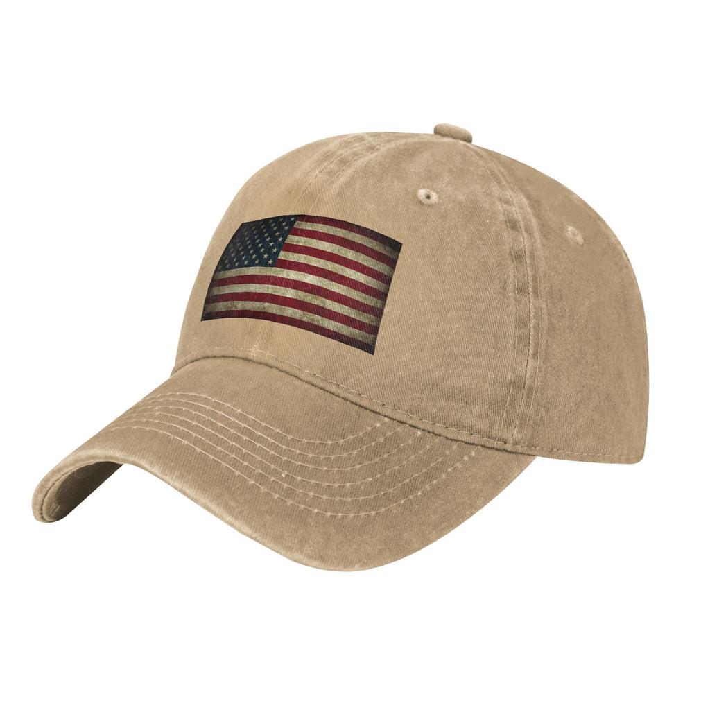Vintage Baseball Cap With American Flag Design Unisex Adjustable Size