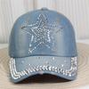 Rhinestones Baseball Hat Fashion Denims Hat Retros Street Hat Sunshades Hat for Women and Men