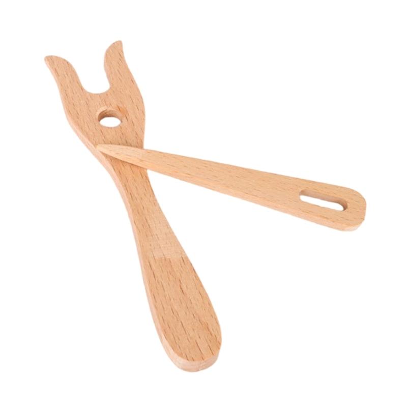 

Wood Knitting Fork Wood Big Eye Needle Set Wood Weaving Tool Tapestry Braider Knitting Fork for Bracelets Weaving Tool 1
