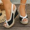 Shoes Women Ankle Buckle Wedges Sandals Summer Denim Sandal Comfortable Thick Sole Sandalias Mujer