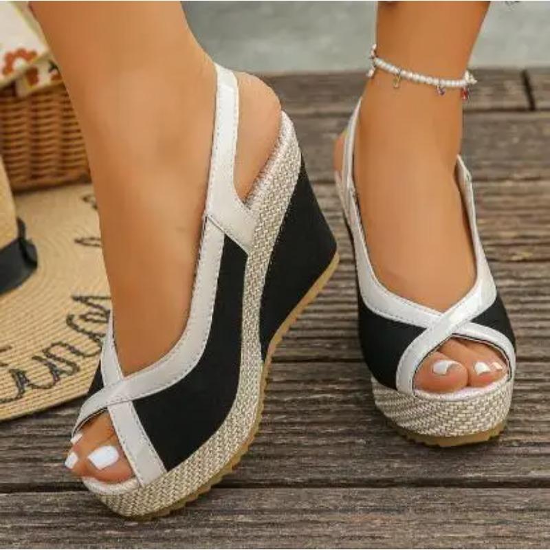 Shoes Women Ankle Buckle Wedges Sandals Summer Denim Sandal Comfortable Thick Sole Sandalias Mujer