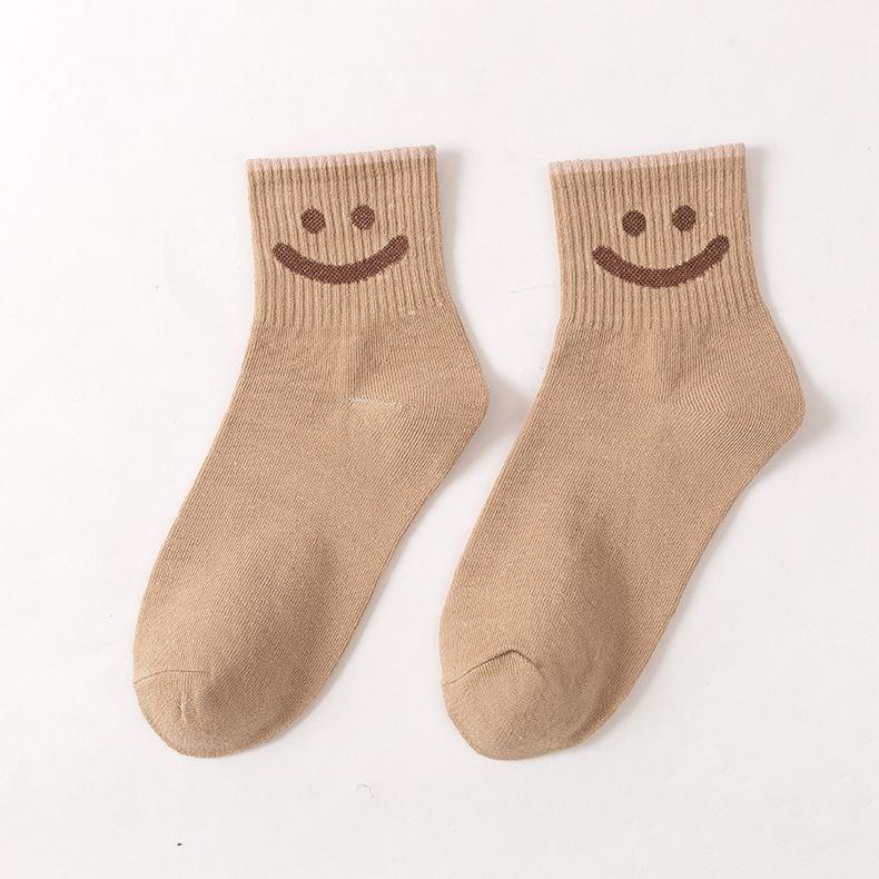 Women's Mid-calf Socks for Autumn and Winter, Cute Smiling Long Calf Socks