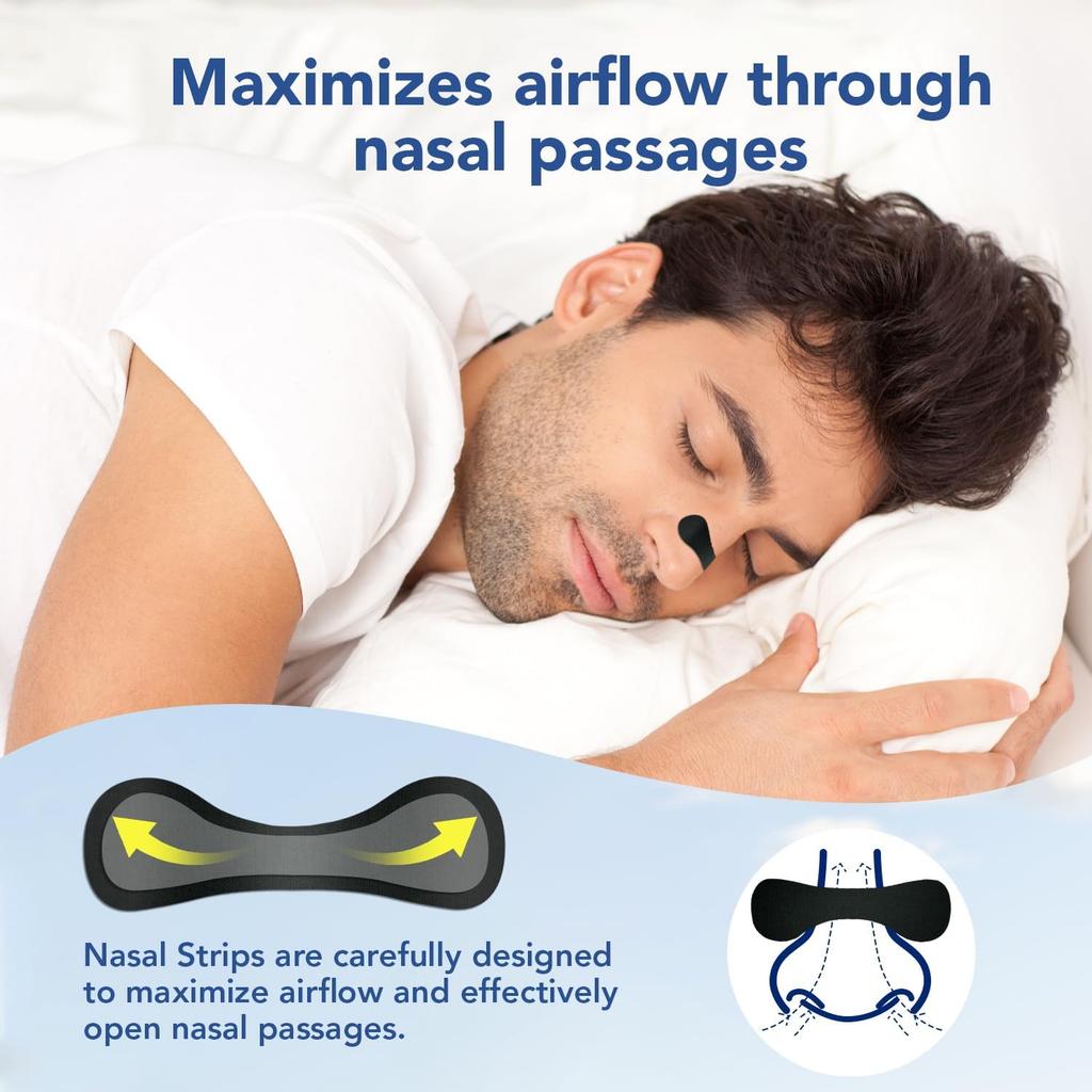 Nasal Strips for Snoring – Extra Strength Nose Strips for Breathing Day and Night Use with Strong Adhesion – Stops Snoring, Improves Sleep and