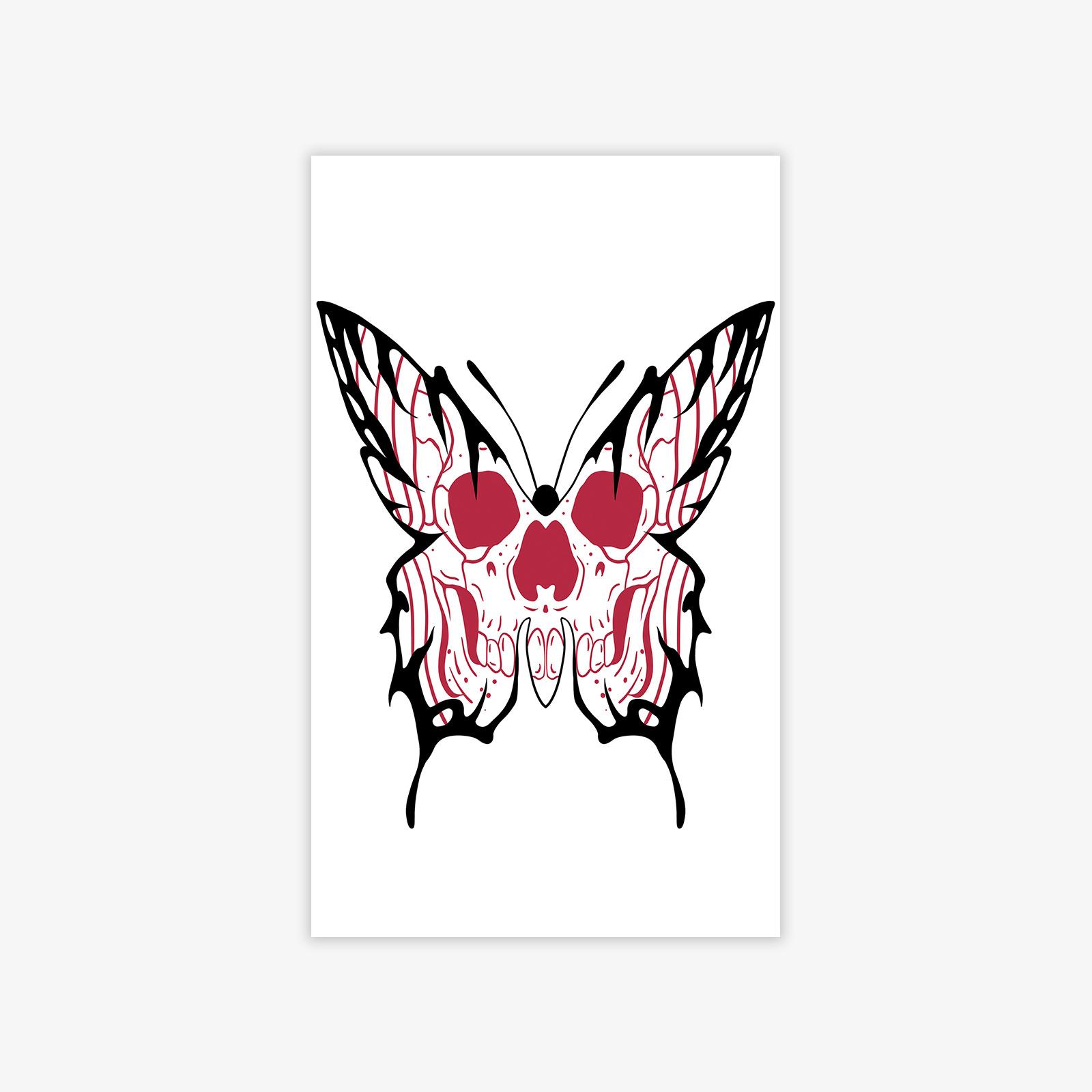 Dark Butterfly Skull Tattoo Sticker High Value High Sense Domineering Tattoo Sticker 9*15