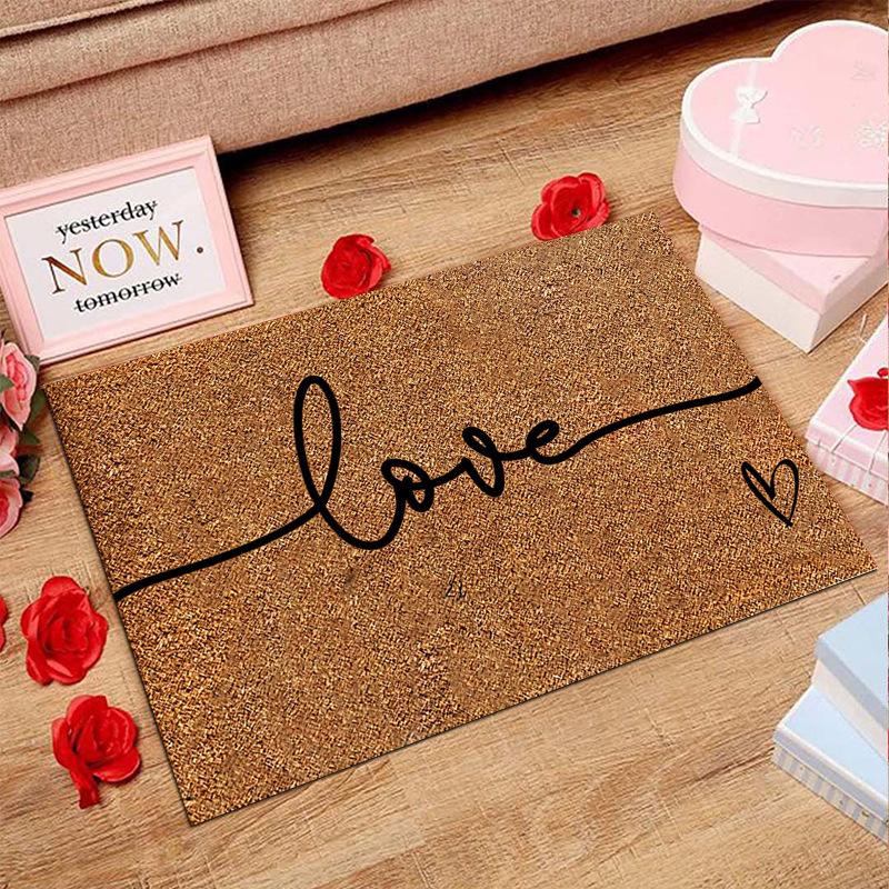 American Valentine's Day Series Crystal Velvet Carpet Love Door Mat Festive Holiday Home Decoration Mat Gift Wedding Mat