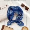 Cashew Small Square Scarf Floral Square Handkerchief Simple Printed Silk Scarf  Vacation