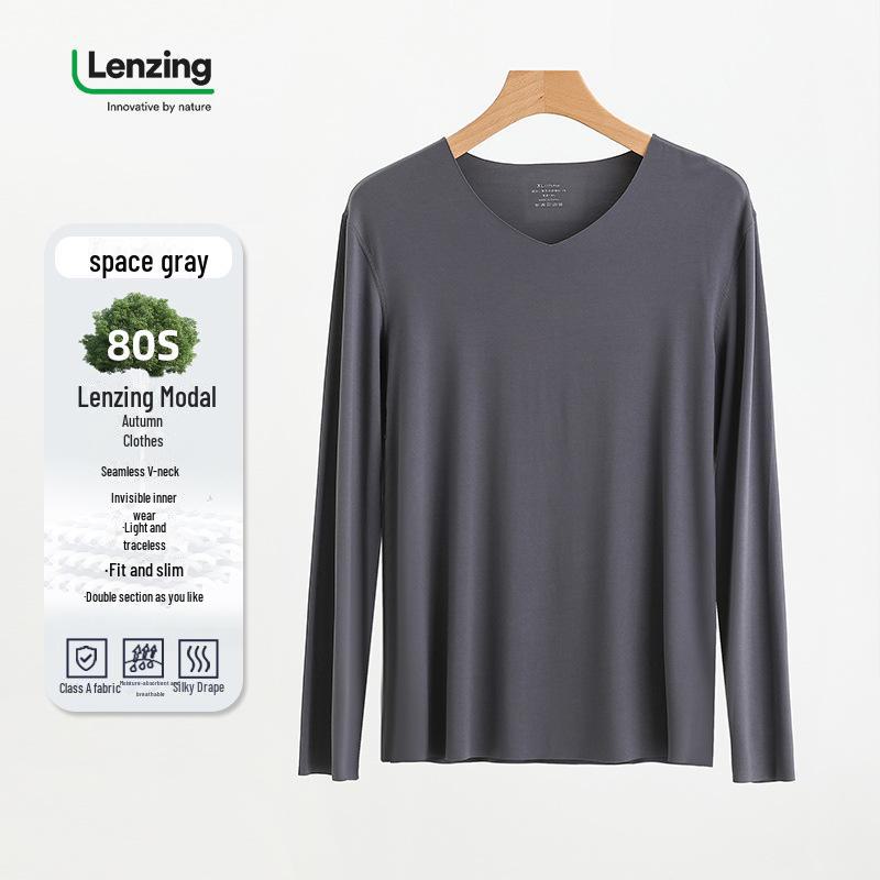 Men's V-Neck Thermal Underwear Set – Modal Autumn Top and Pants 