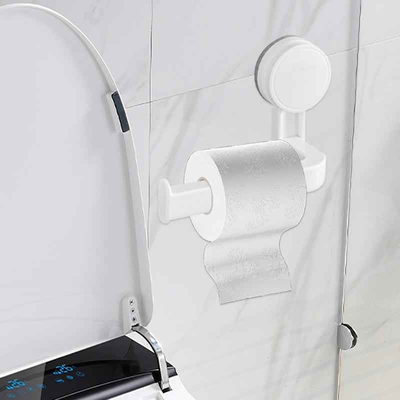 Suction Cup Toilet Paper Holder Multi-Purpose Suction Toilet Paper Holder Stick-On Thickened Paper Holder For Doors Ceramics