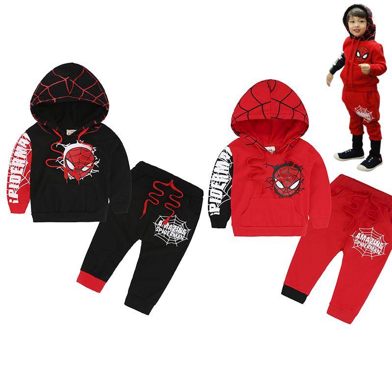 Stylish Kids Spiderman Long Sleeve Tracksuit Hooded Clothes Outfits