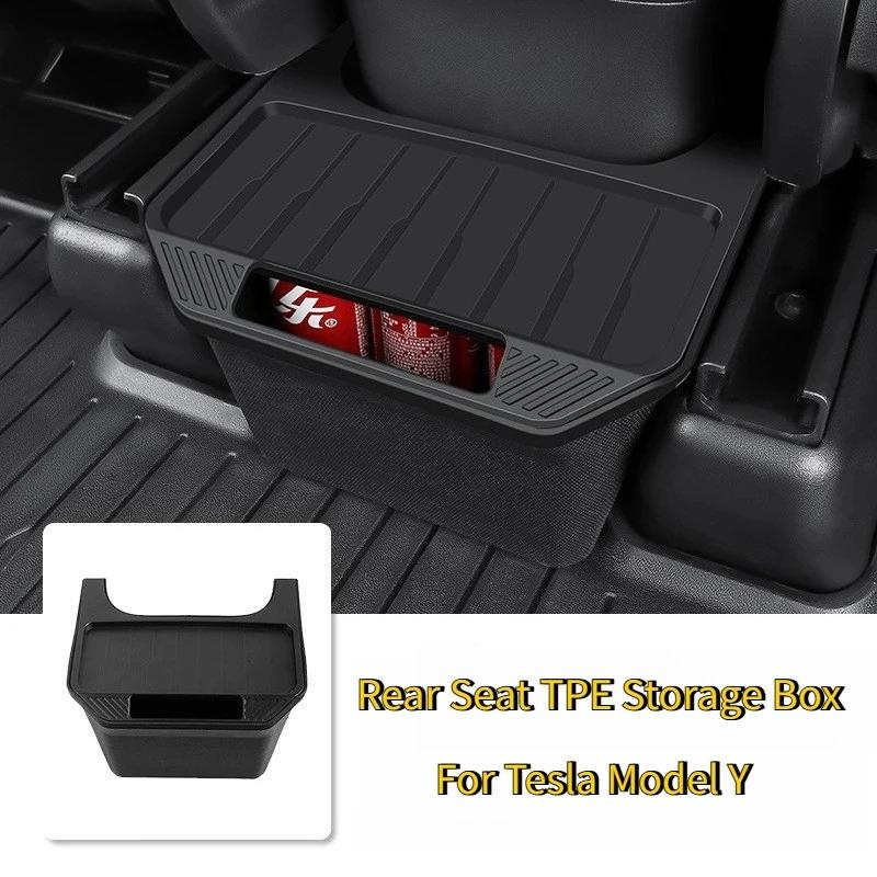 Rear Center Storage Box TPE for Tesla Model Y Juniper 2021-2025 Waterproof Trash Can Tissue Storage Placement Car Accessories