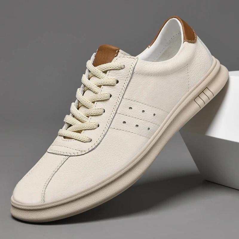 Fashion Luxury Brand Men Shoes Tenis Masculino Lace Up Sneakers Man Genuine Leather Casual Shoes For Men Comfortable Walking Board Shoes