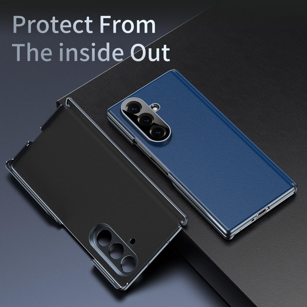Premium Light  Leather Flexible Hinge Flip Phone Case For Samsung Z Fold 7 Galaxy Z Fold 6 5 4 Only Back Protect Cover