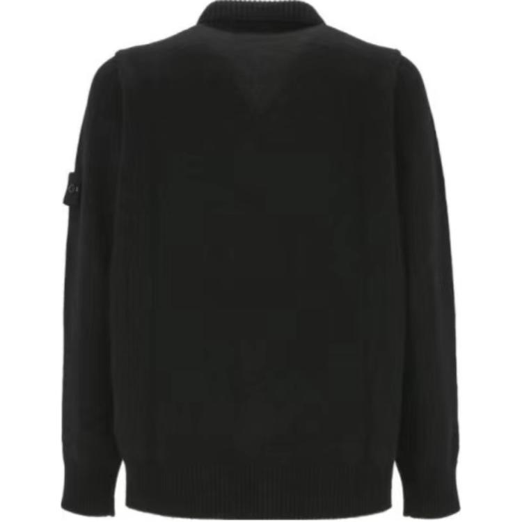 Stone Island Solid Color Stand Collar Slim Fit Single Breasted Long Sleeve Thick Knit Sweater Unisex sweater 8115547A3-A0029